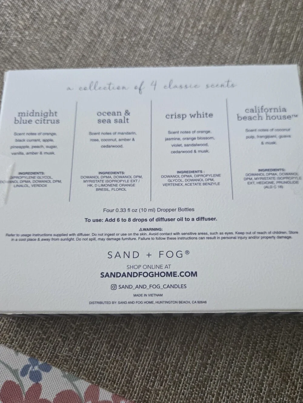 SAND + FOG Blue and White Diffuser Oils Gift Set